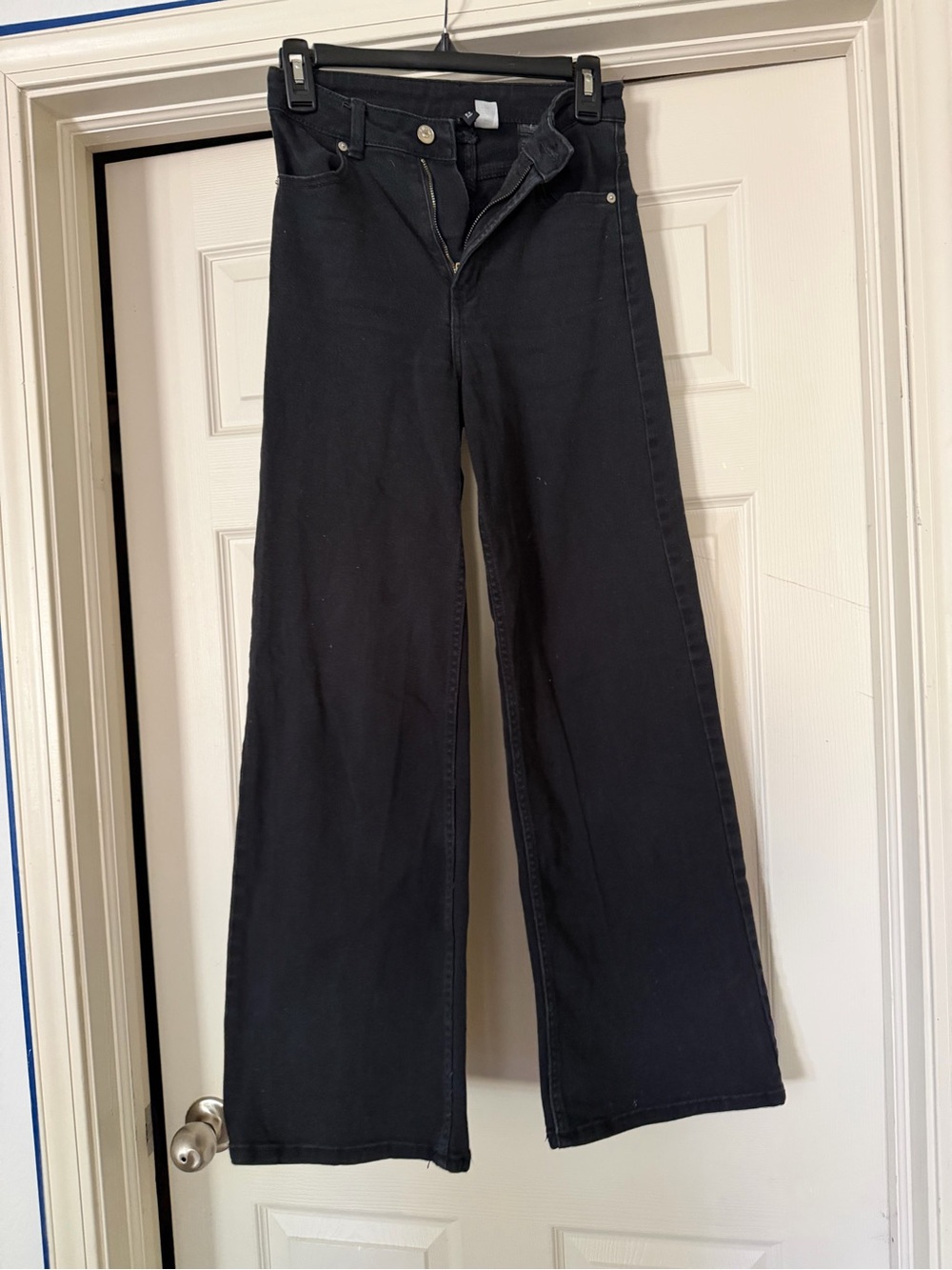 H&M Black High-Rise Wide Leg Jeans